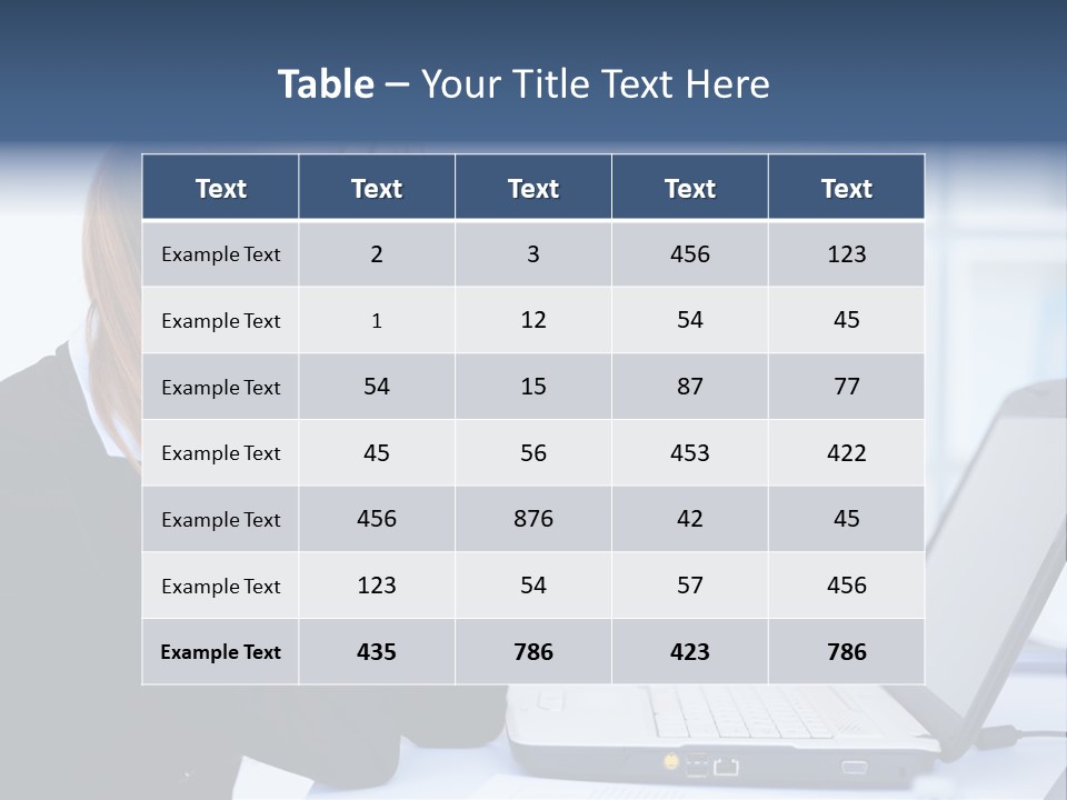A Woman Sitting At A Desk Covering Her Face With Her Hands PowerPoint Template