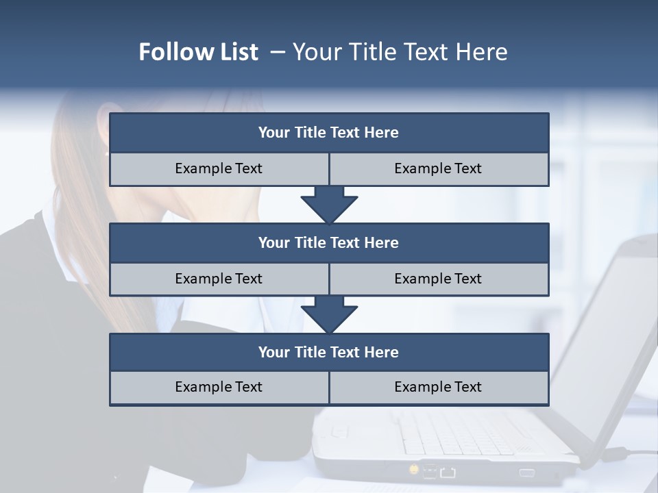 A Woman Sitting At A Desk Covering Her Face With Her Hands PowerPoint Template