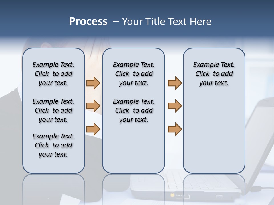 A Woman Sitting At A Desk Covering Her Face With Her Hands PowerPoint Template