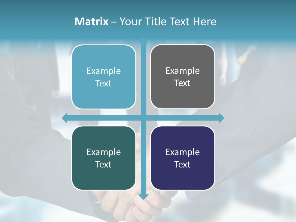 Two Men Shaking Hands In Front Of A Group Of People PowerPoint Template