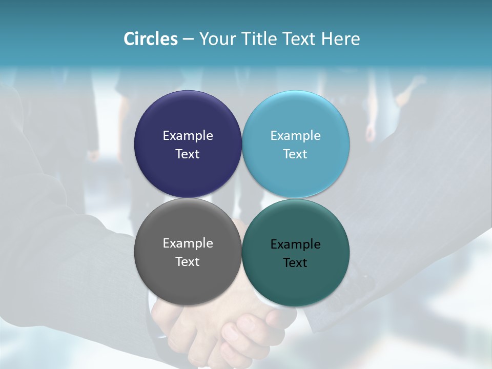 Two Men Shaking Hands In Front Of A Group Of People PowerPoint Template