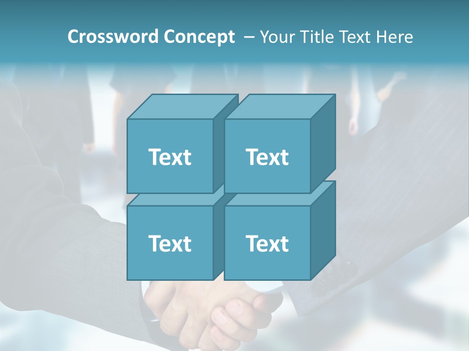 Two Men Shaking Hands In Front Of A Group Of People PowerPoint Template