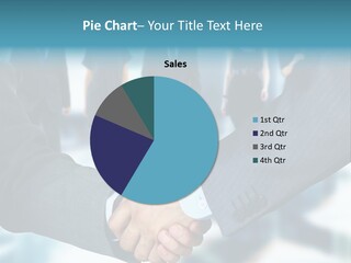 Two Men Shaking Hands In Front Of A Group Of People PowerPoint Template