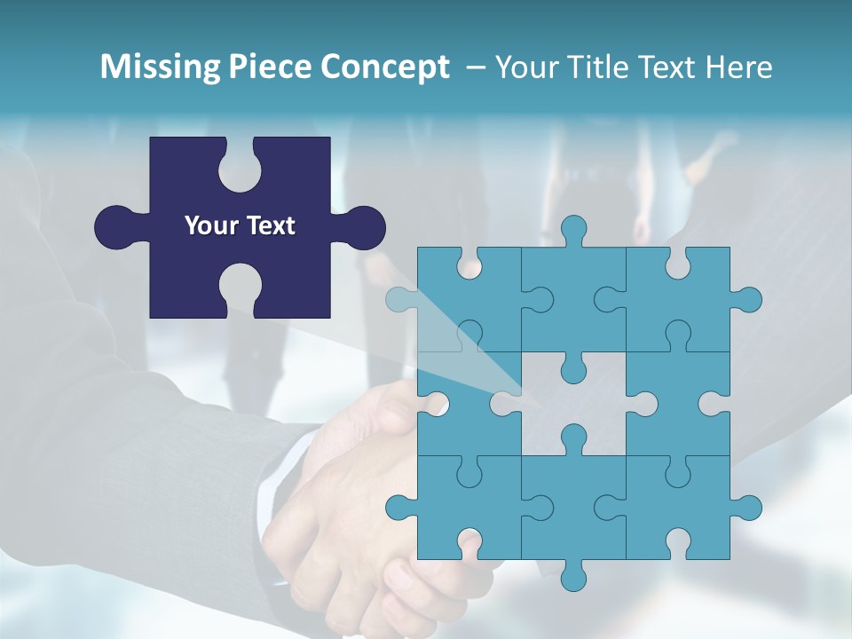 Two Men Shaking Hands In Front Of A Group Of People PowerPoint Template