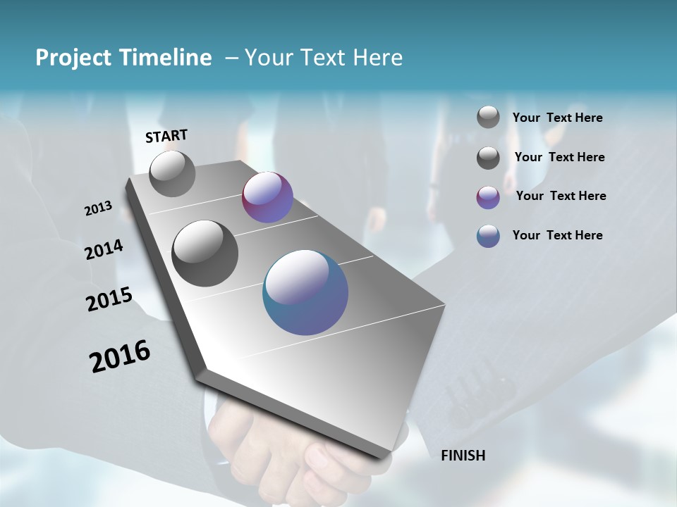 Two Men Shaking Hands In Front Of A Group Of People PowerPoint Template