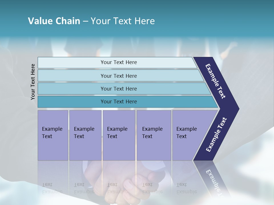 Two Men Shaking Hands In Front Of A Group Of People PowerPoint Template