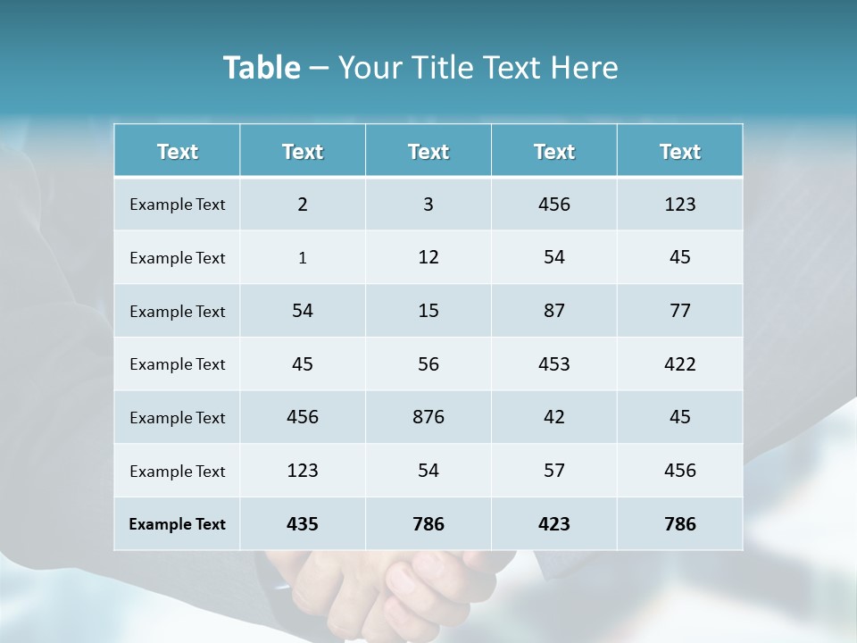 Two Men Shaking Hands In Front Of A Group Of People PowerPoint Template