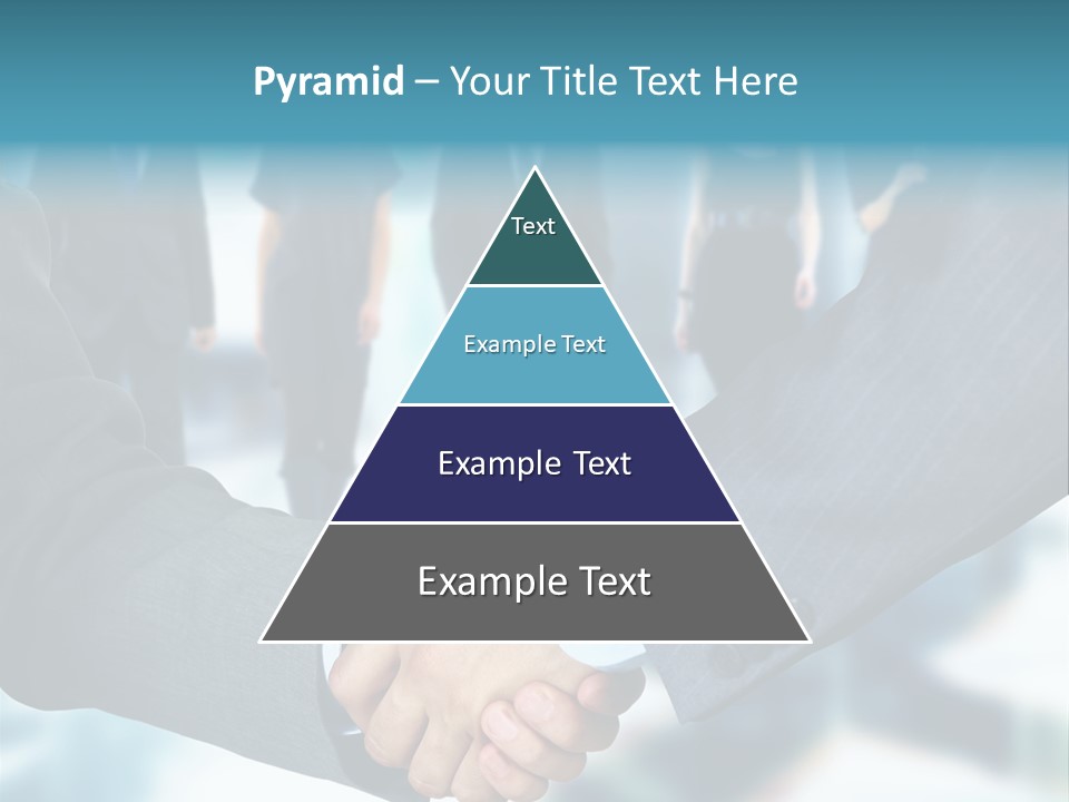 Two Men Shaking Hands In Front Of A Group Of People PowerPoint Template