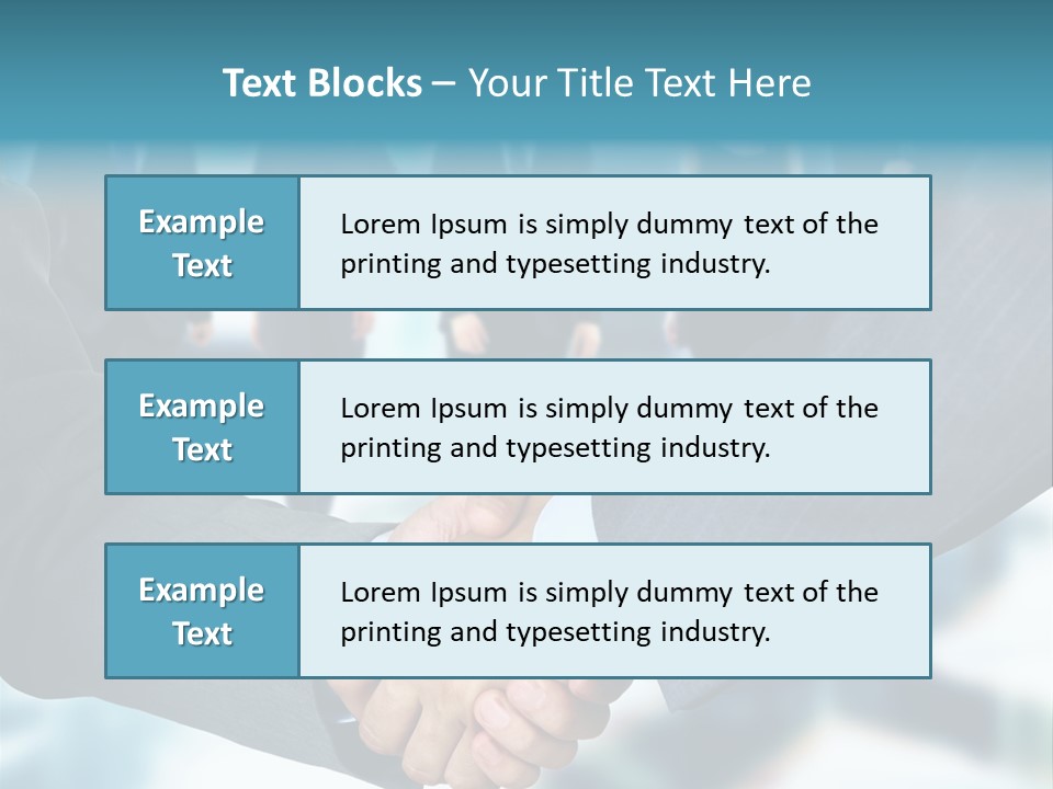 Two Men Shaking Hands In Front Of A Group Of People PowerPoint Template