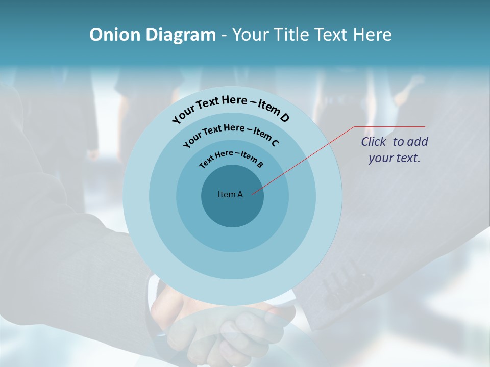 Two Men Shaking Hands In Front Of A Group Of People PowerPoint Template