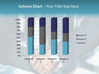 Two Men Shaking Hands In Front Of A Group Of People PowerPoint Template