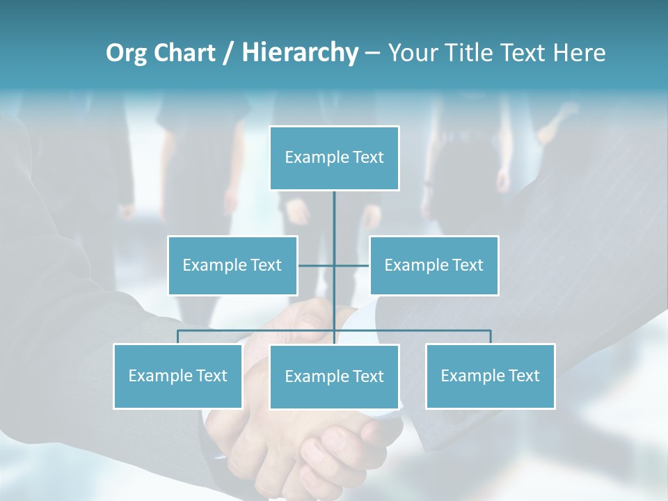 Two Men Shaking Hands In Front Of A Group Of People PowerPoint Template