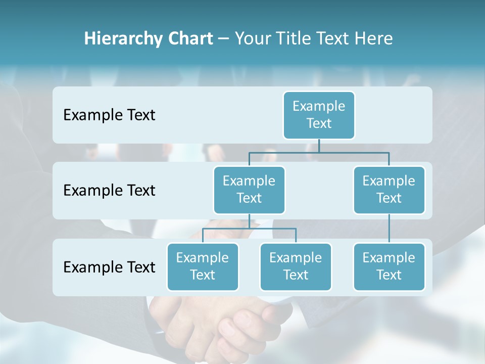 Two Men Shaking Hands In Front Of A Group Of People PowerPoint Template