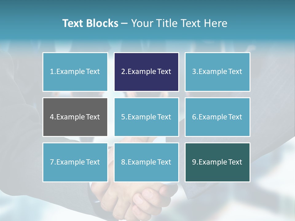 Two Men Shaking Hands In Front Of A Group Of People PowerPoint Template