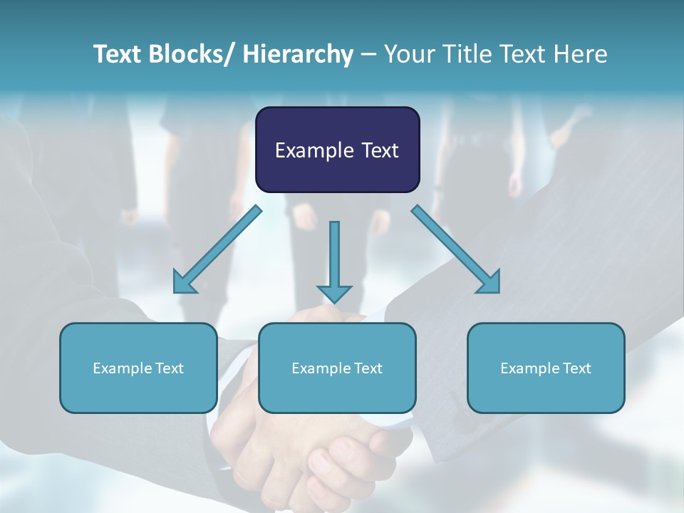 Two Men Shaking Hands In Front Of A Group Of People PowerPoint Template