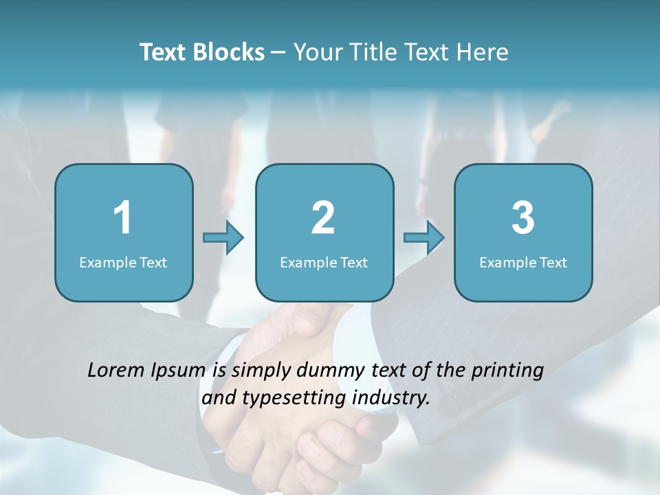 Two Men Shaking Hands In Front Of A Group Of People PowerPoint Template