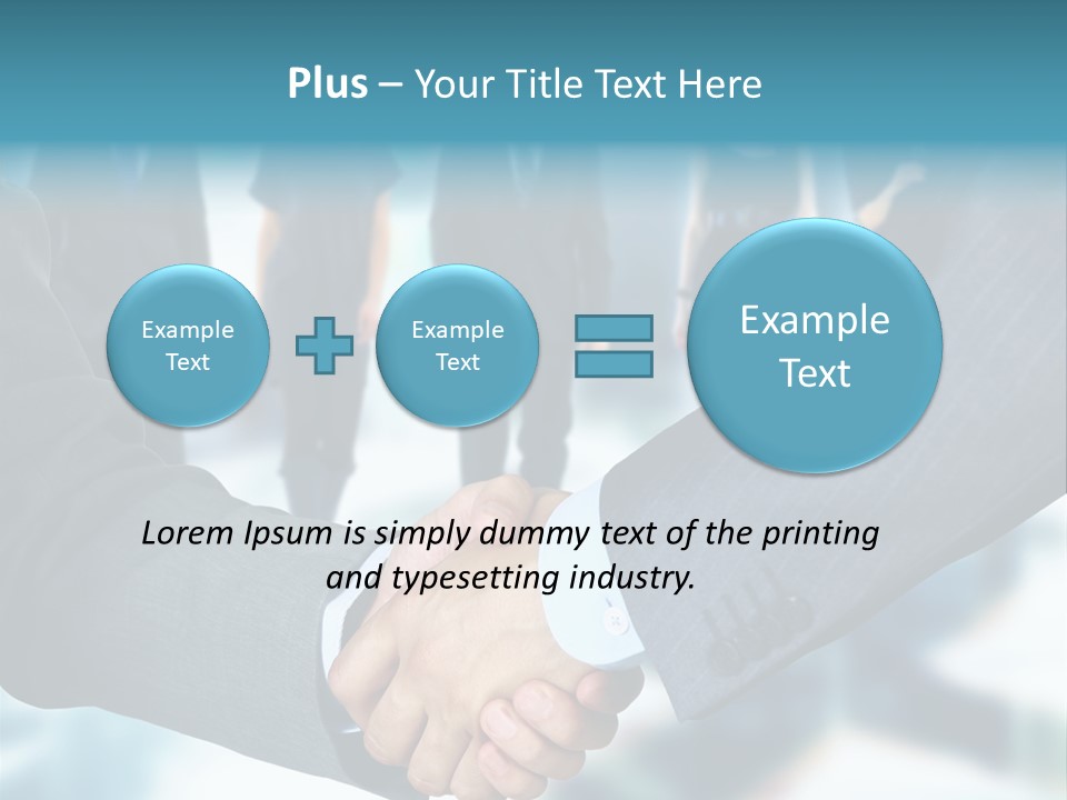 Two Men Shaking Hands In Front Of A Group Of People PowerPoint Template