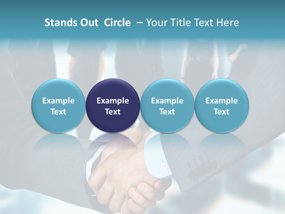 Two Men Shaking Hands In Front Of A Group Of People PowerPoint Template