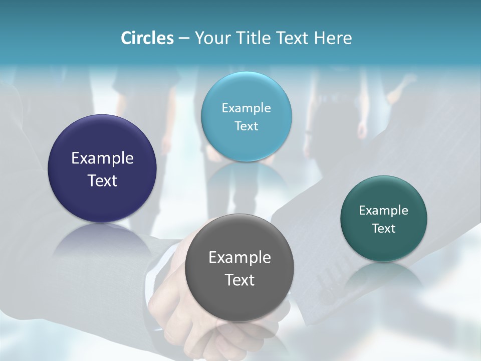 Two Men Shaking Hands In Front Of A Group Of People PowerPoint Template