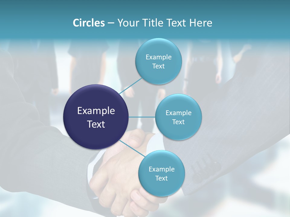 Two Men Shaking Hands In Front Of A Group Of People PowerPoint Template