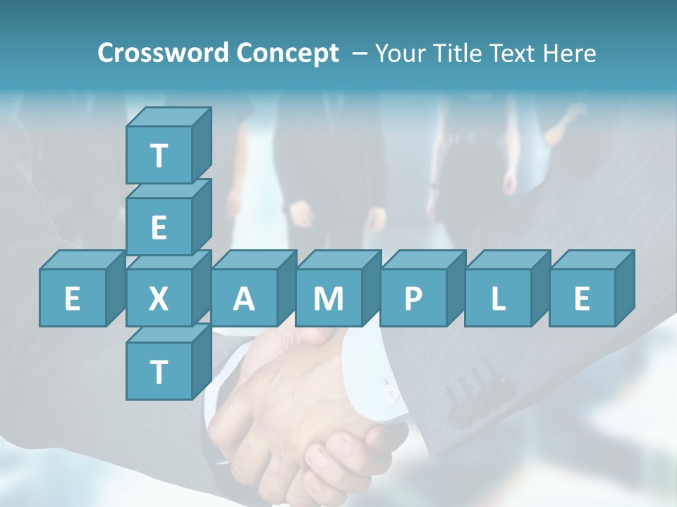 Two Men Shaking Hands In Front Of A Group Of People PowerPoint Template