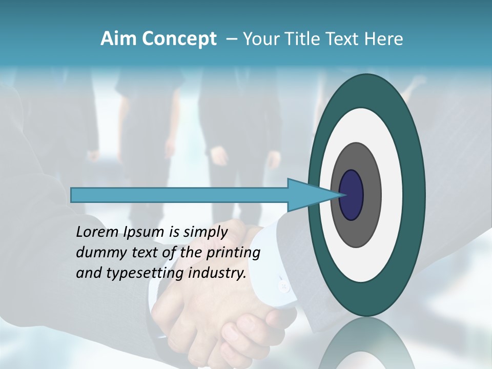 Two Men Shaking Hands In Front Of A Group Of People PowerPoint Template