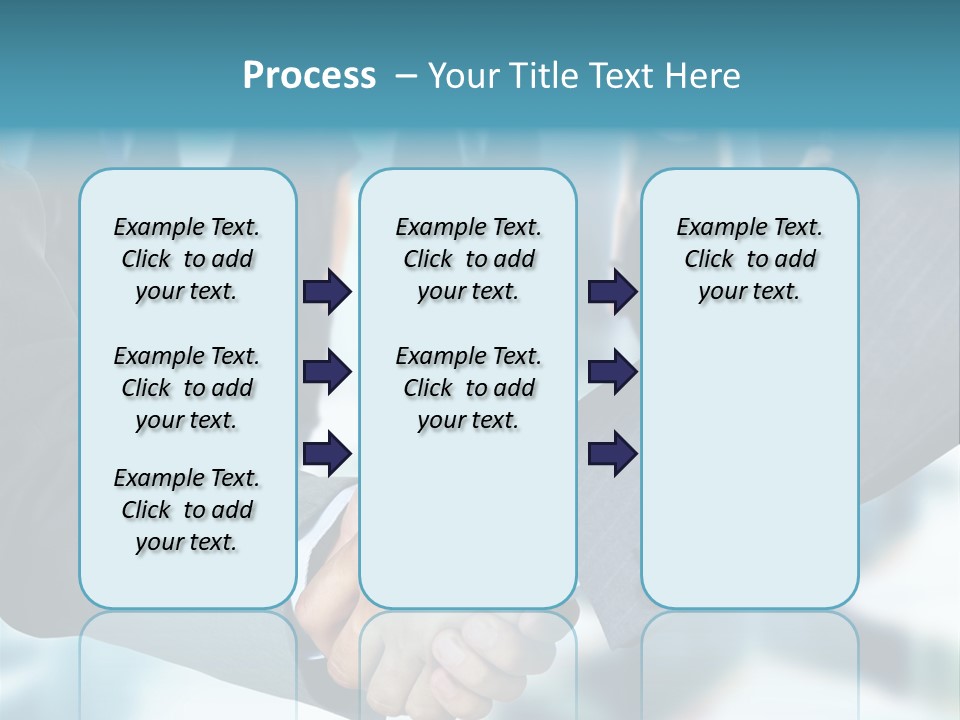 Two Men Shaking Hands In Front Of A Group Of People PowerPoint Template