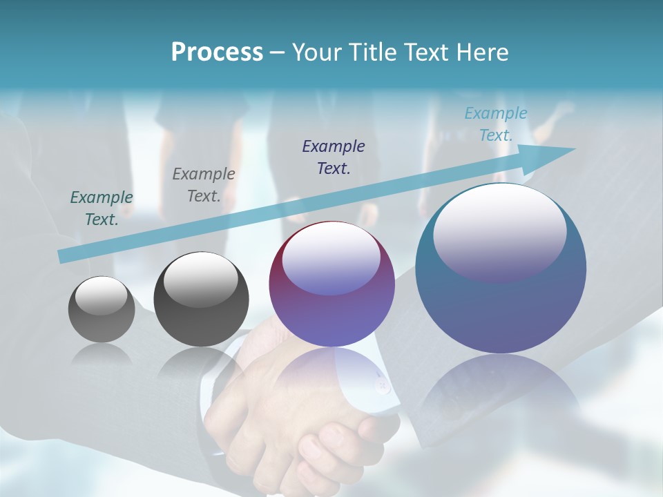 Two Men Shaking Hands In Front Of A Group Of People PowerPoint Template