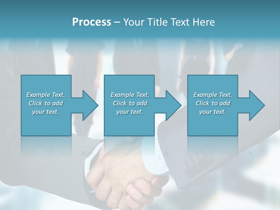 Two Men Shaking Hands In Front Of A Group Of People PowerPoint Template