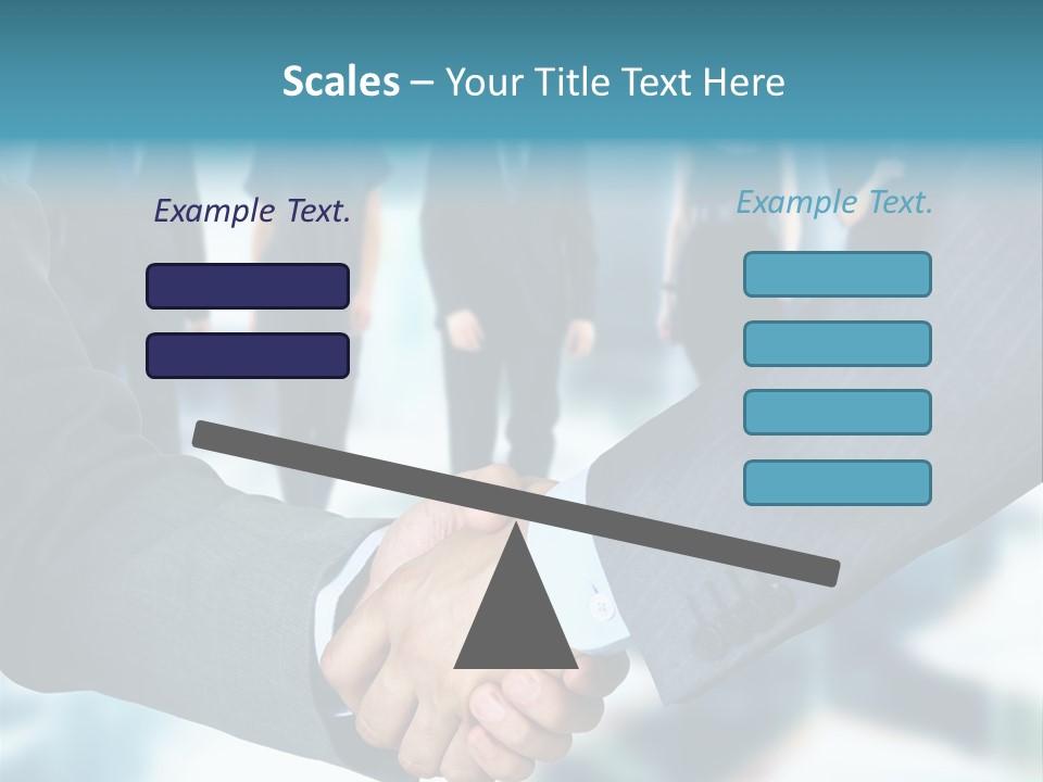 Two Men Shaking Hands In Front Of A Group Of People PowerPoint Template