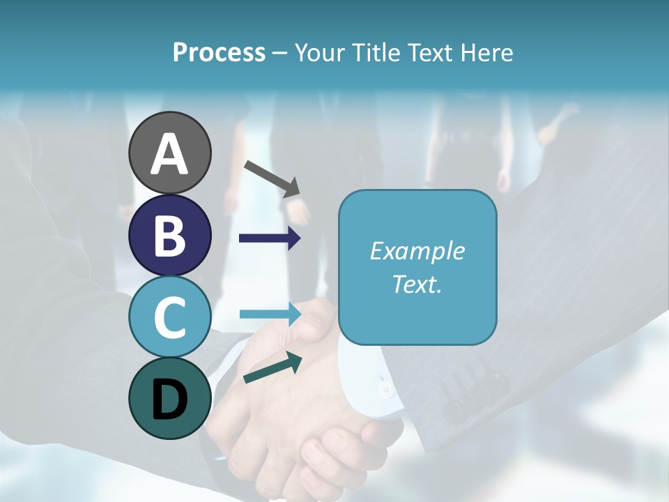 Two Men Shaking Hands In Front Of A Group Of People PowerPoint Template