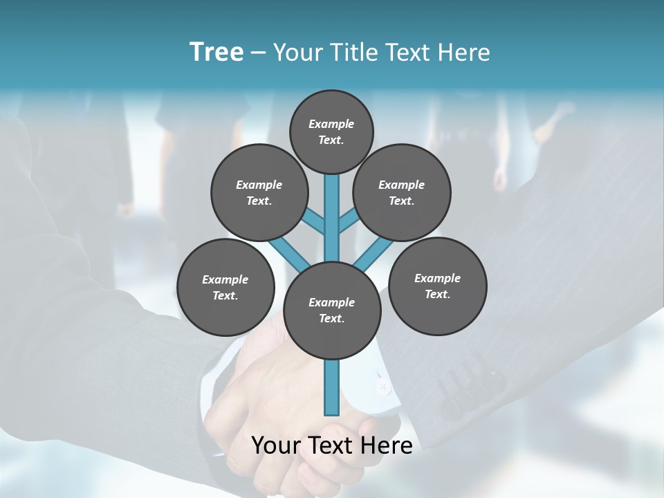 Two Men Shaking Hands In Front Of A Group Of People PowerPoint Template