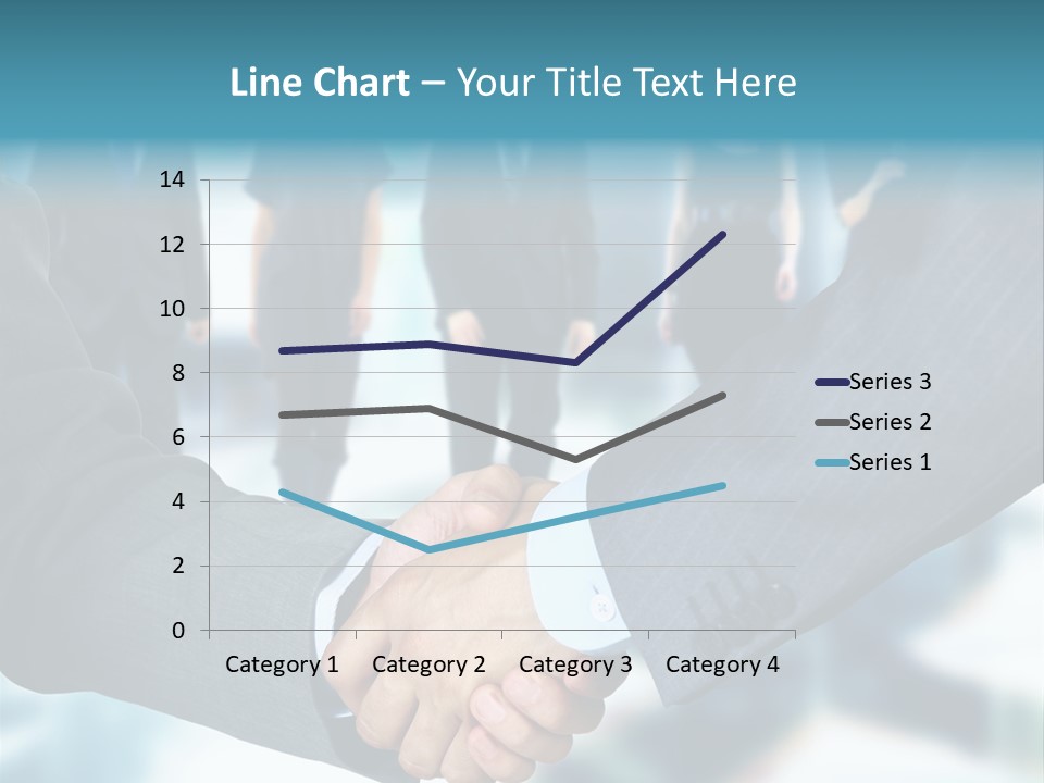 Two Men Shaking Hands In Front Of A Group Of People PowerPoint Template