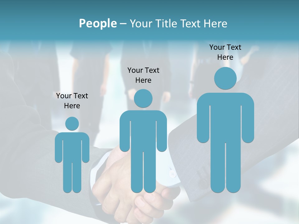 Two Men Shaking Hands In Front Of A Group Of People PowerPoint Template