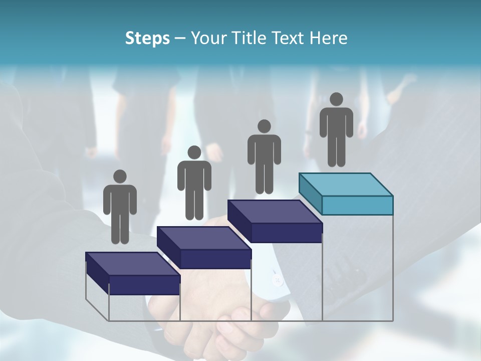 Two Men Shaking Hands In Front Of A Group Of People PowerPoint Template