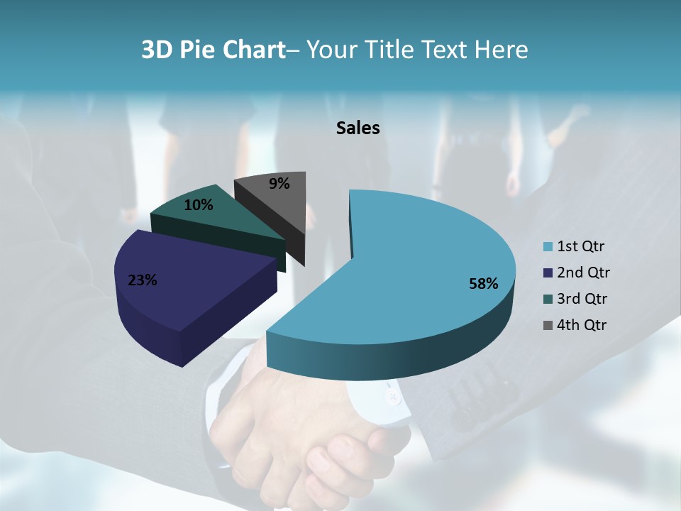 Two Men Shaking Hands In Front Of A Group Of People PowerPoint Template