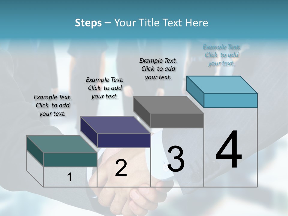 Two Men Shaking Hands In Front Of A Group Of People PowerPoint Template