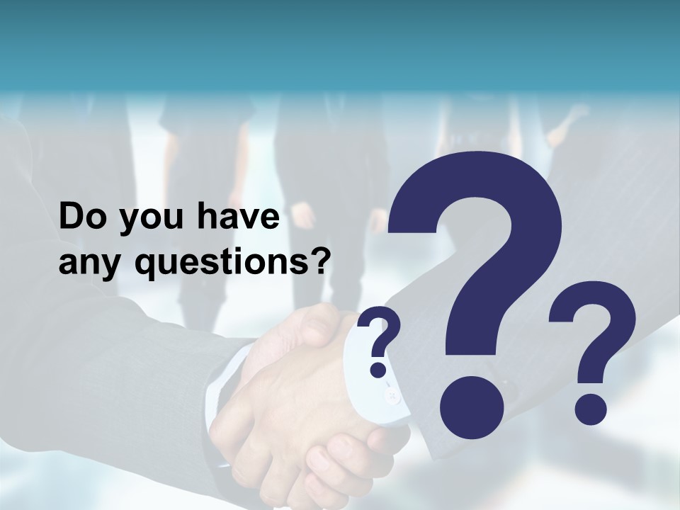 Two Men Shaking Hands In Front Of A Group Of People PowerPoint Template