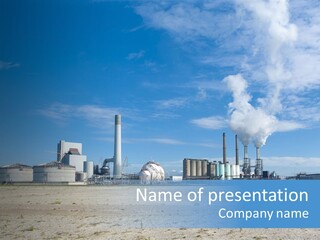 A Power Plant With Smoke Coming Out Of It PowerPoint Template