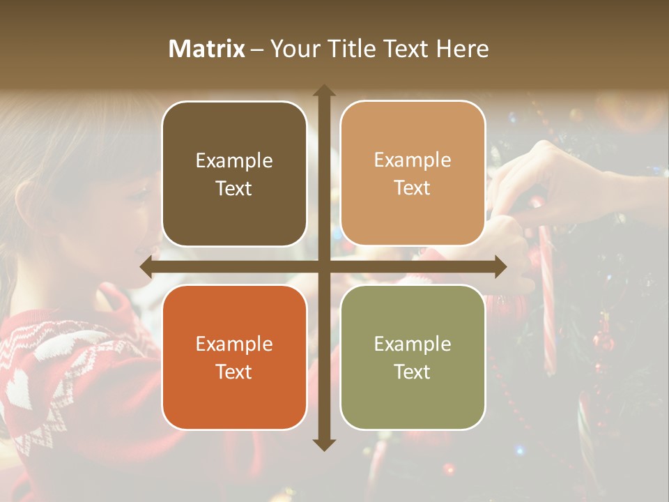 A Young Girl Is Decorating A Christmas Tree PowerPoint Template