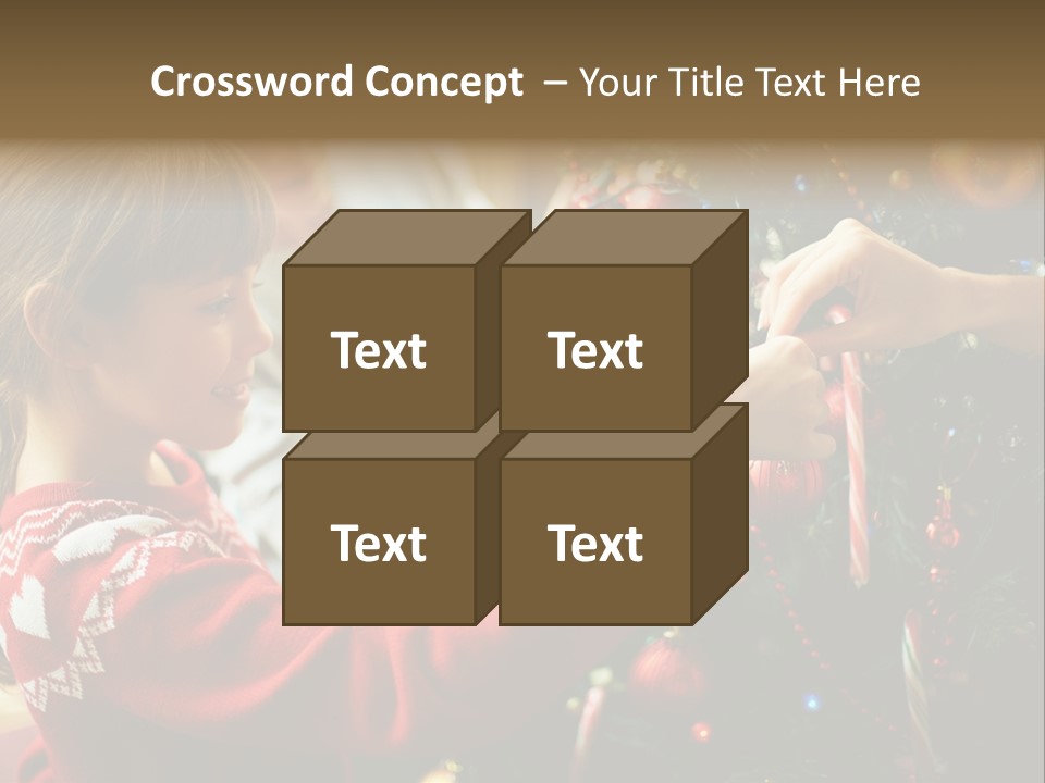 A Young Girl Is Decorating A Christmas Tree PowerPoint Template