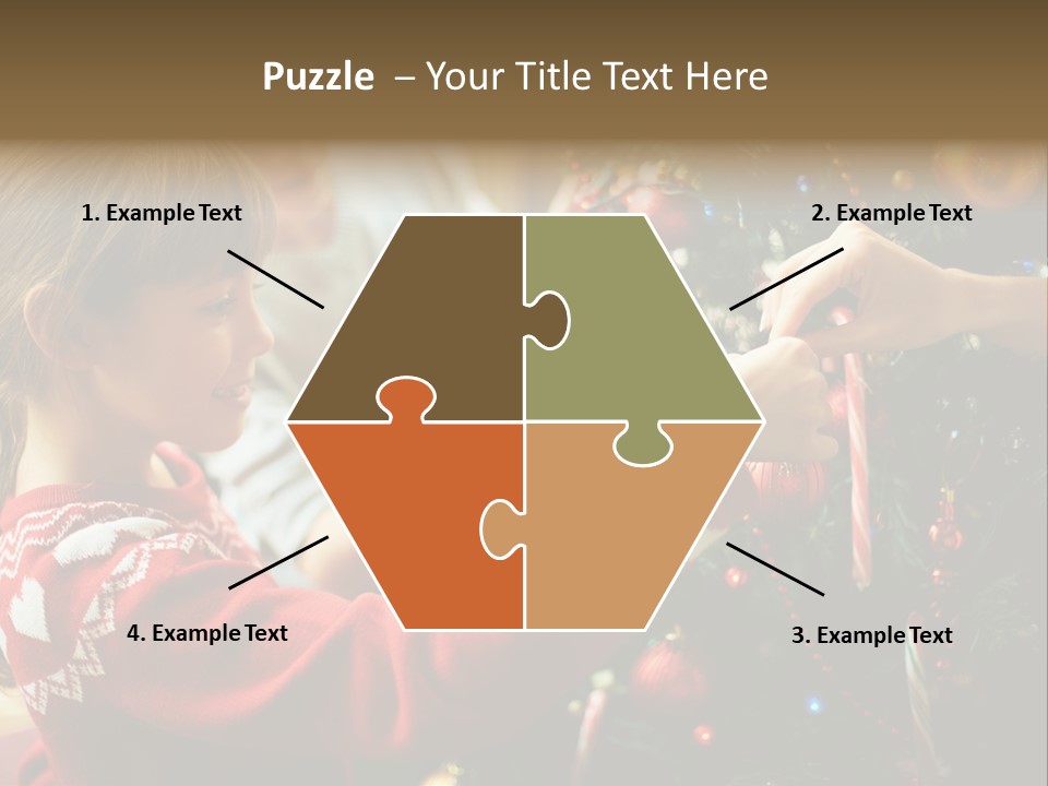 A Young Girl Is Decorating A Christmas Tree PowerPoint Template