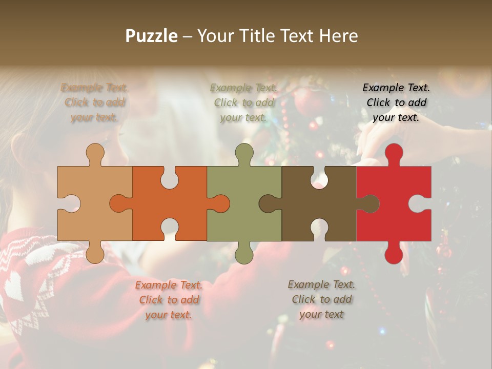 A Young Girl Is Decorating A Christmas Tree PowerPoint Template