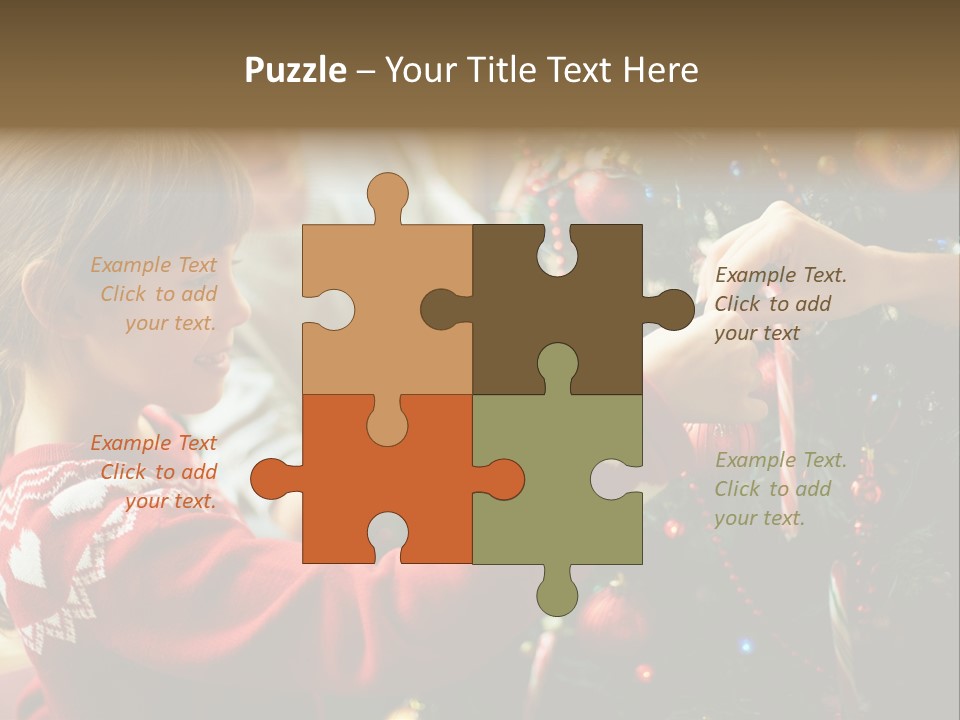 A Young Girl Is Decorating A Christmas Tree PowerPoint Template