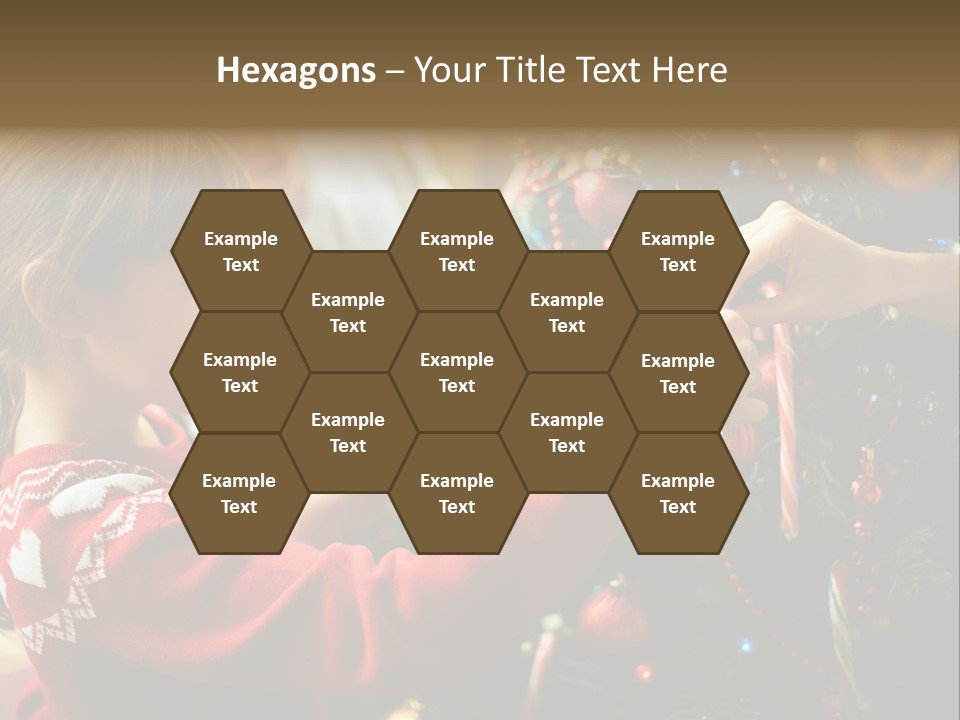 A Young Girl Is Decorating A Christmas Tree PowerPoint Template