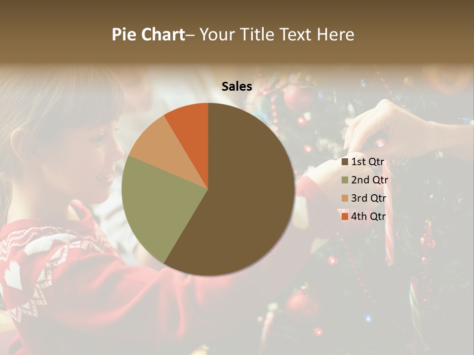 A Young Girl Is Decorating A Christmas Tree PowerPoint Template