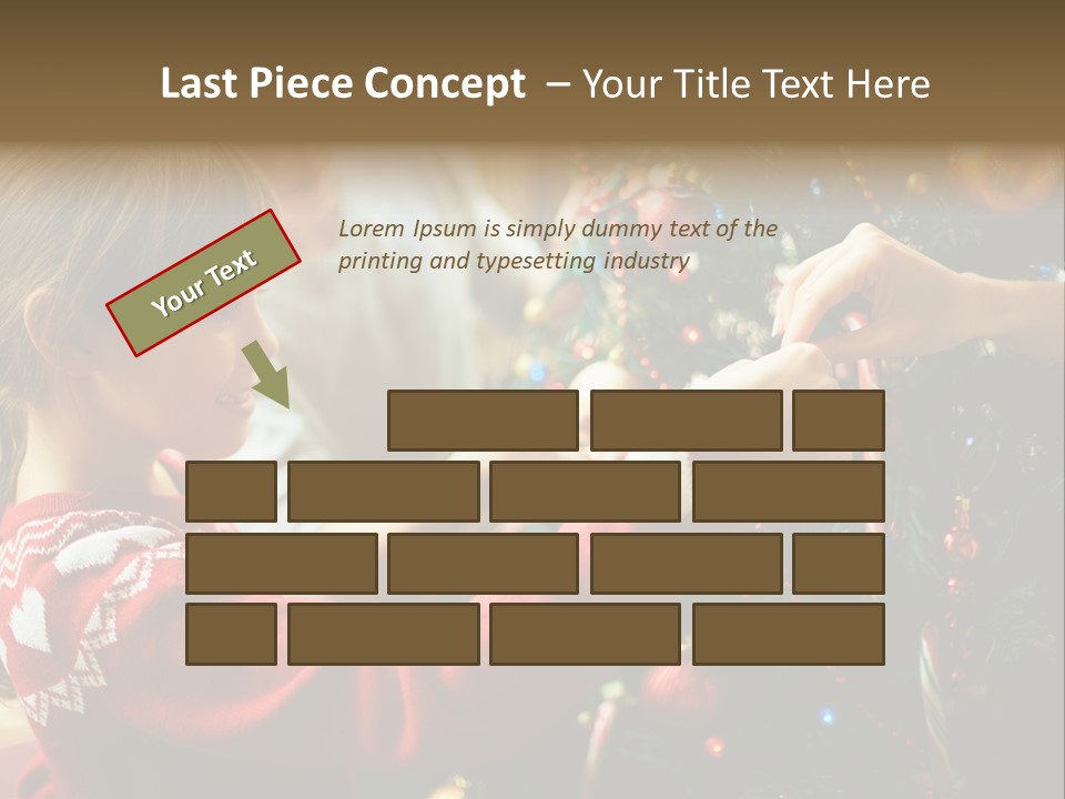 A Young Girl Is Decorating A Christmas Tree PowerPoint Template