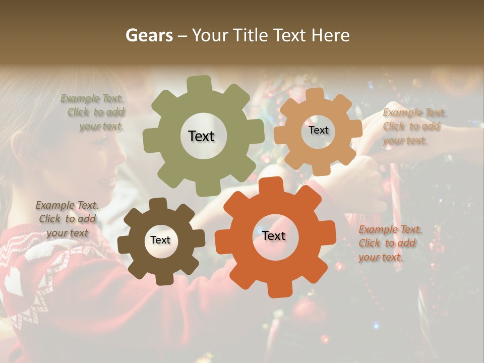 A Young Girl Is Decorating A Christmas Tree PowerPoint Template