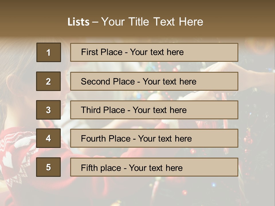 A Young Girl Is Decorating A Christmas Tree PowerPoint Template