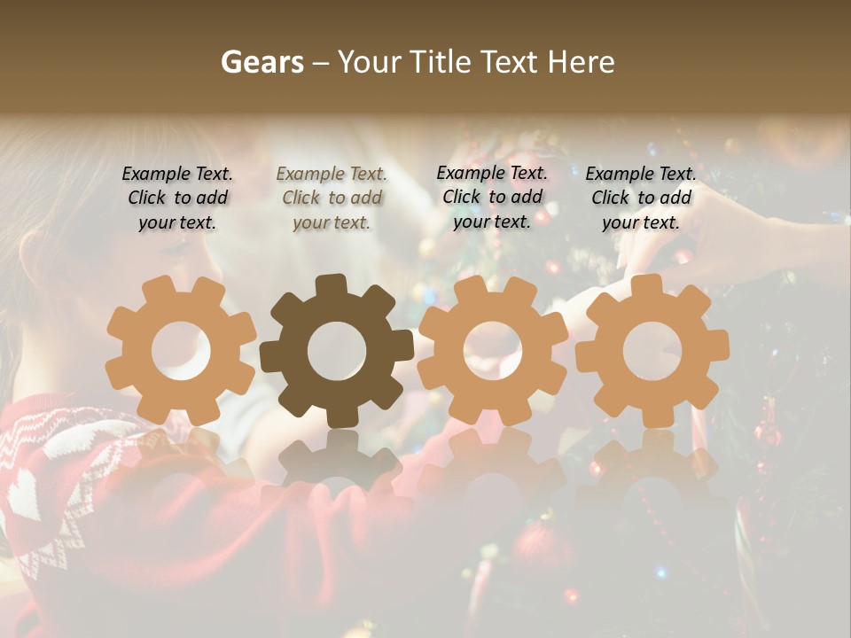 A Young Girl Is Decorating A Christmas Tree PowerPoint Template